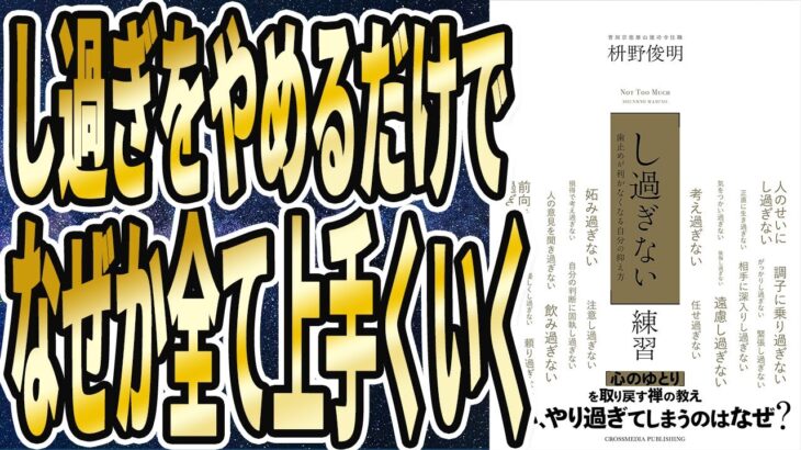 【ベストセラー】「「し過ぎない」練習 」を世界一わかりやすく要約してみた【本要約】